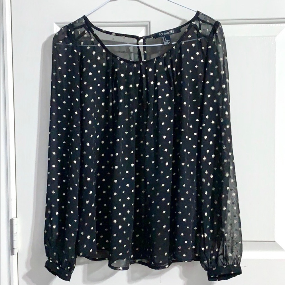 Forever 21 Black Long sleeve with Gold Dots